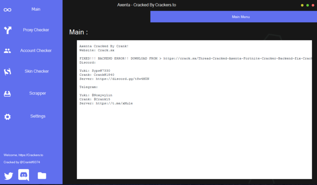 Axenta Fortnite Checker Cracked By Crank Crack Sx Pj - axenta is a fortnite checker that has multiple function in it this checker not only crack account but also scrap proxies this checker have four options