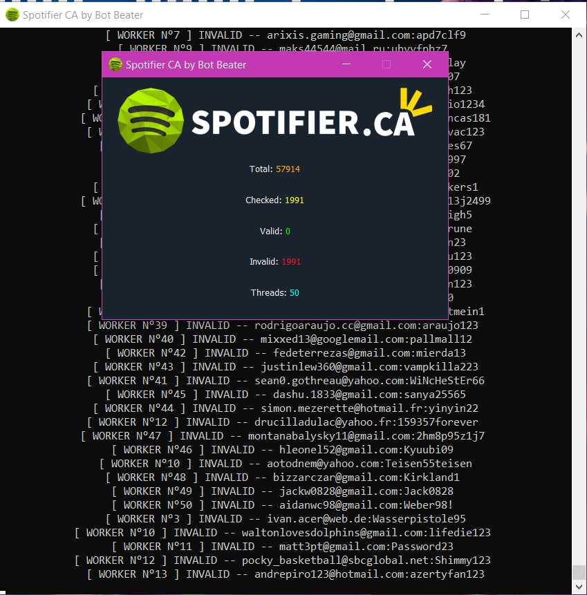 SPOTIFIER CA SPOTIFY PROXYLESS CHECKER BY BOT BEATER 2020 (DEAD) - PJ